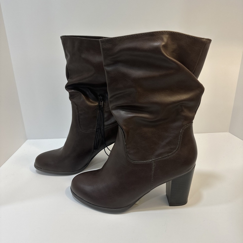 Style&Co Saraa Women 8.5 Slouch Mid Shaft Boot Chocolat Faux Leather 10013336300